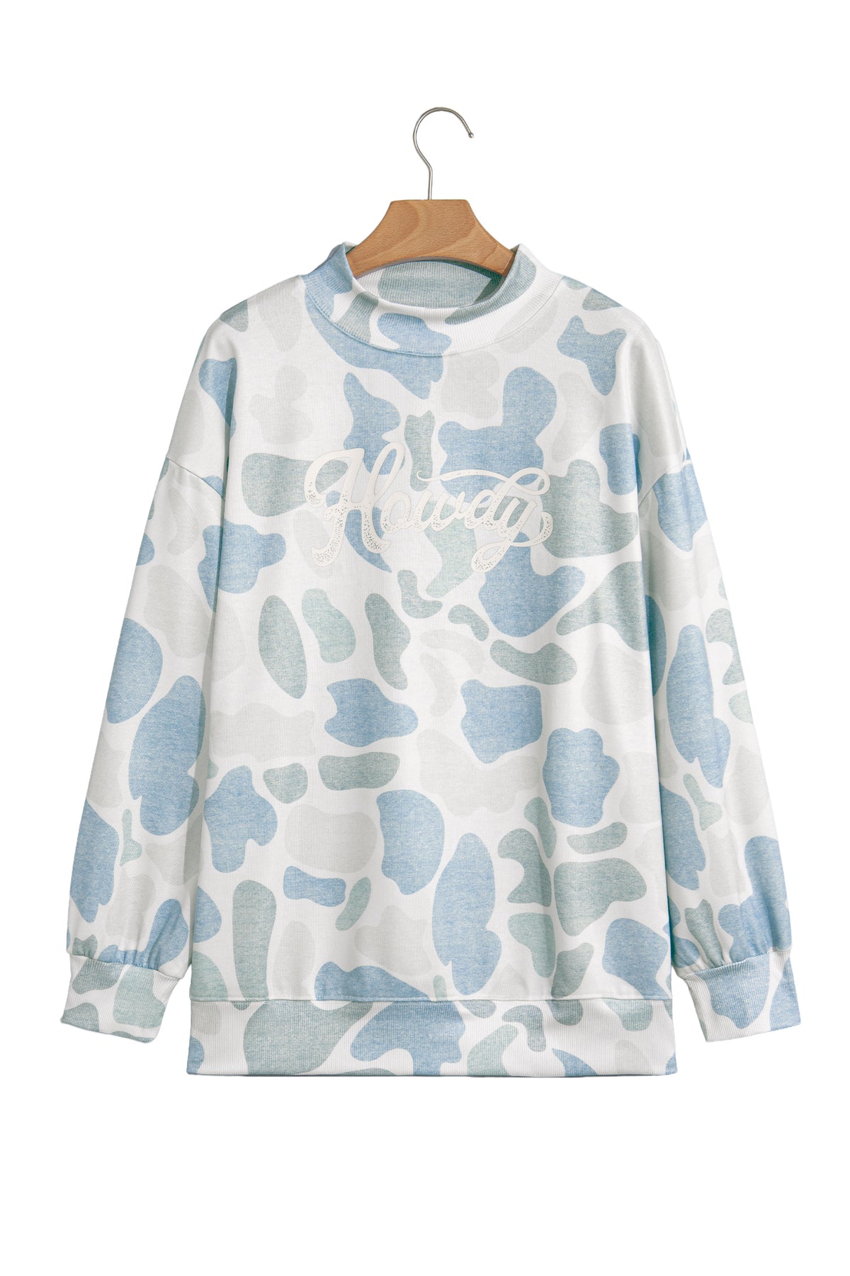 Multicolour Camo Print Howdy Western Style Baggy Pullover Sweatshirt
