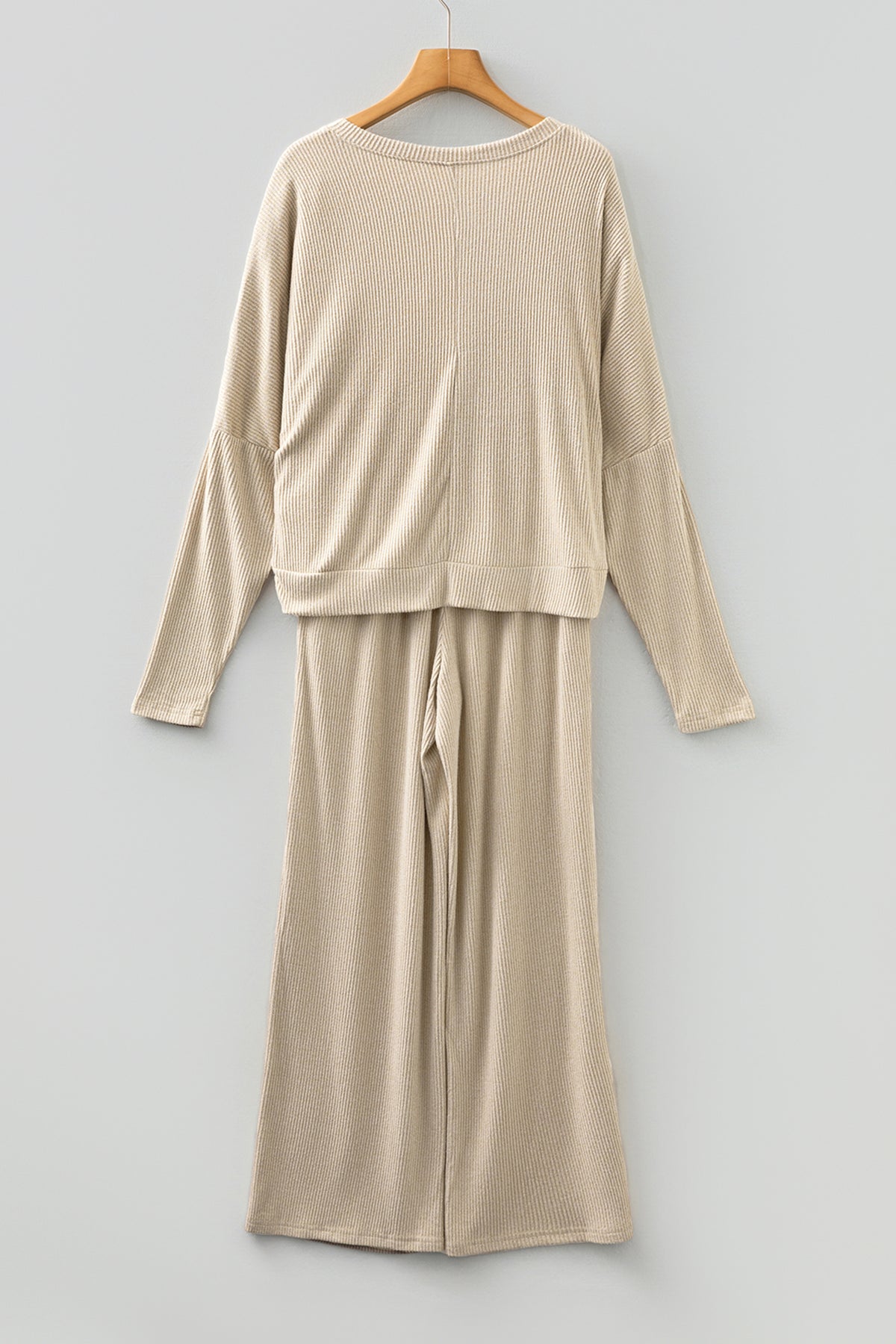 Jet Stream 3D Ribbed V Neck Pullover Drawstring Pants 2 Piece Lounge Set