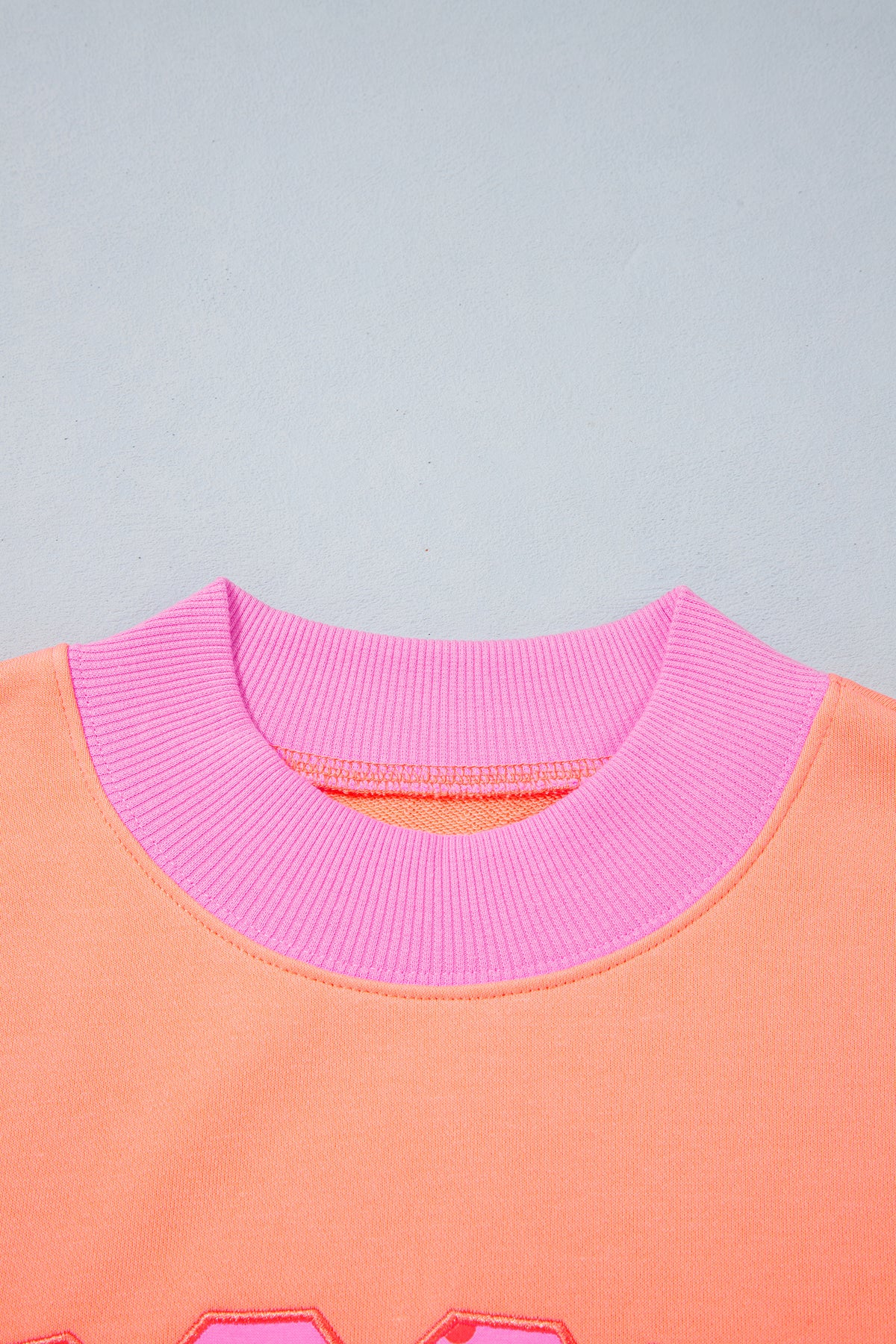 Grapefruit Orange Polka Dot Letter Graphic Colorblock Tunic Sweatshirt