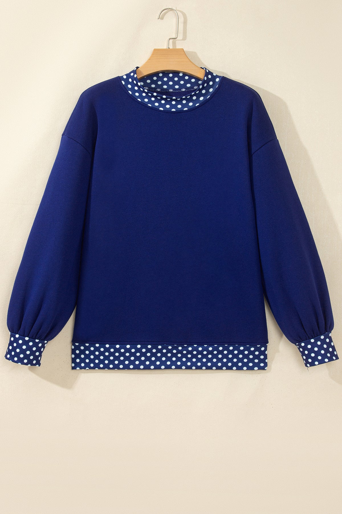Racing Red Colorblock Polka Dot Contrast Trim Oversized Sweatshirt