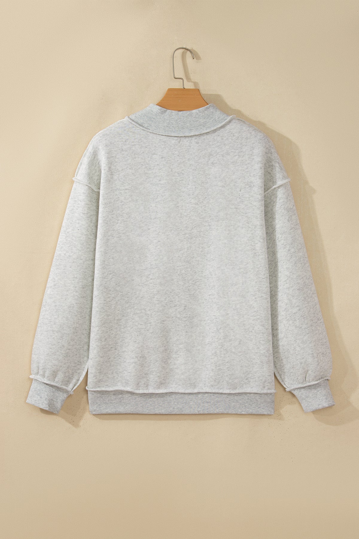 Gray Saved By Grace Embroidered Detail Letter Graphic High Neck Sweatshirt