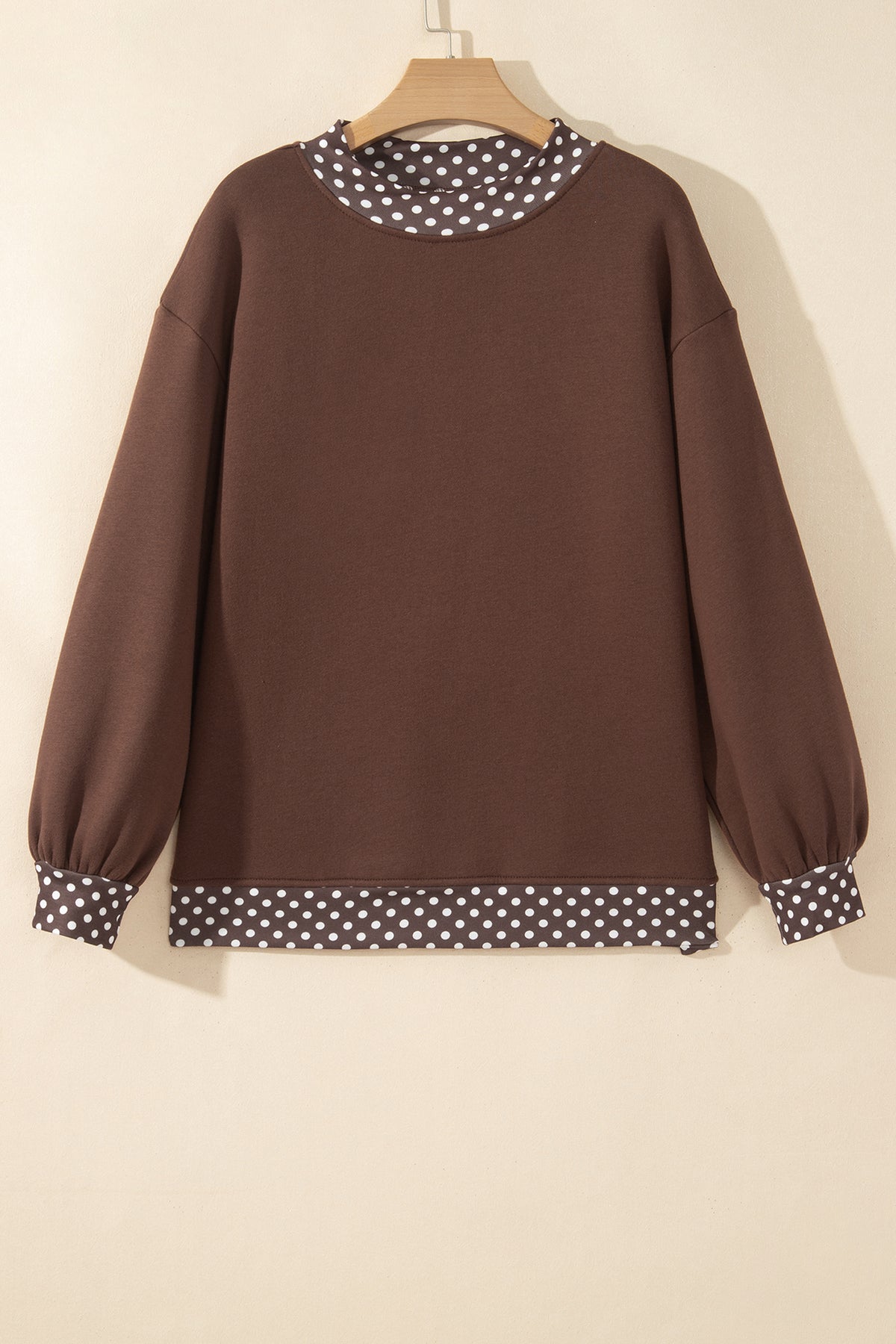 Racing Red Colorblock Polka Dot Contrast Trim Oversized Sweatshirt