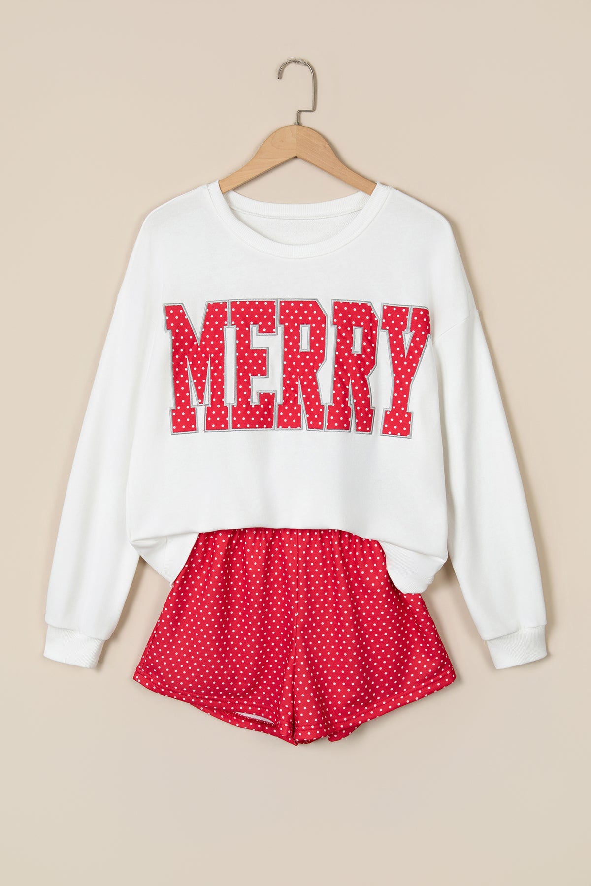 Multicolour Plaid MERRY Holiday Long Sleeve Top and Shorts Set