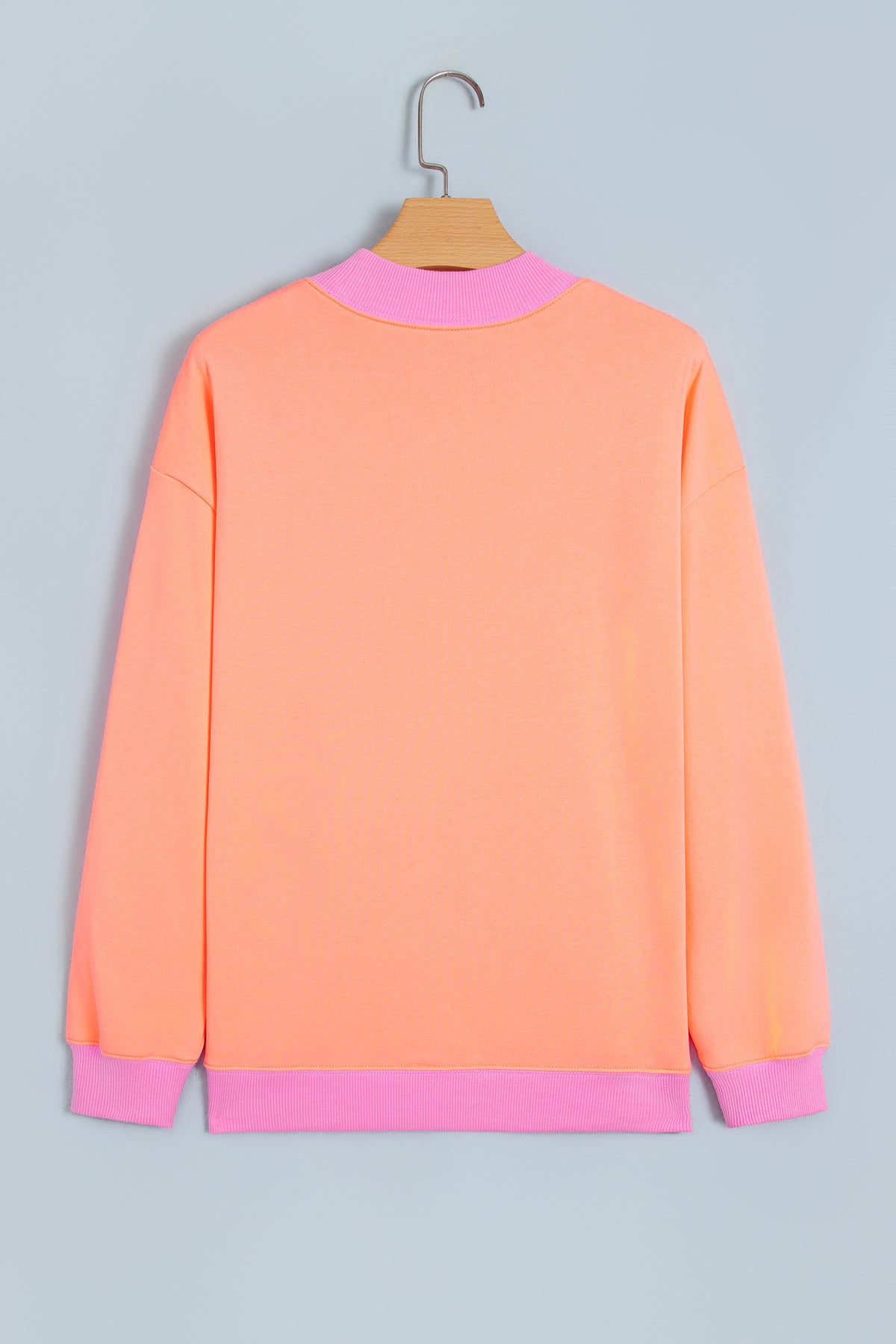 Grapefruit Orange Polka Dot Letter Graphic Colorblock Tunic Sweatshirt