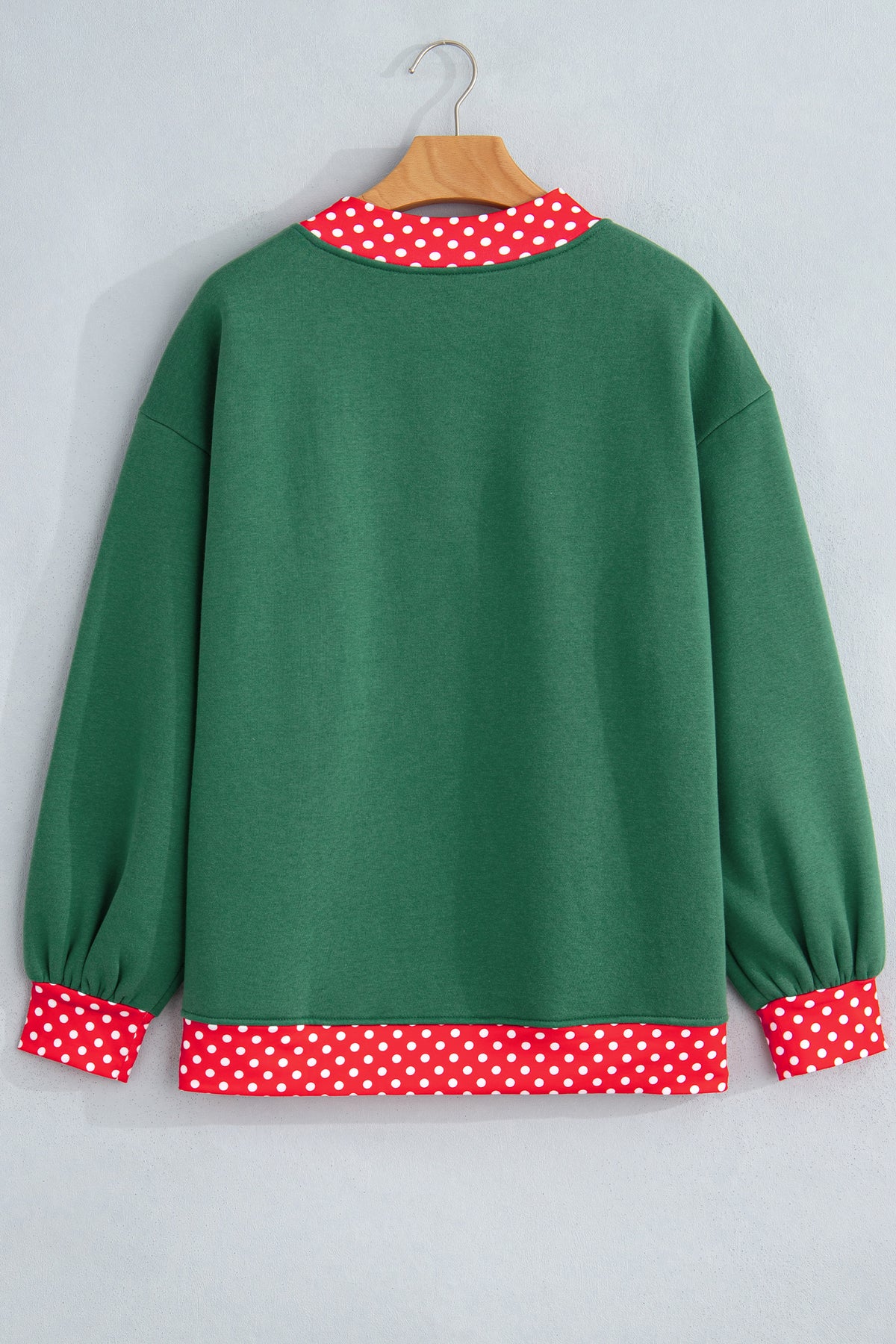 Racing Red Colorblock Polka Dot Contrast Trim Oversized Sweatshirt