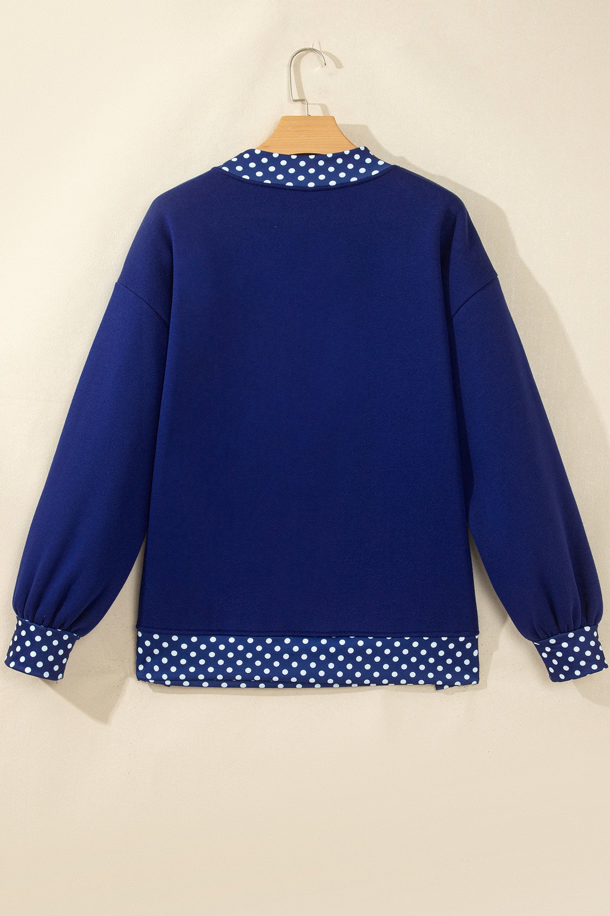 Racing Red Colorblock Polka Dot Contrast Trim Oversized Sweatshirt