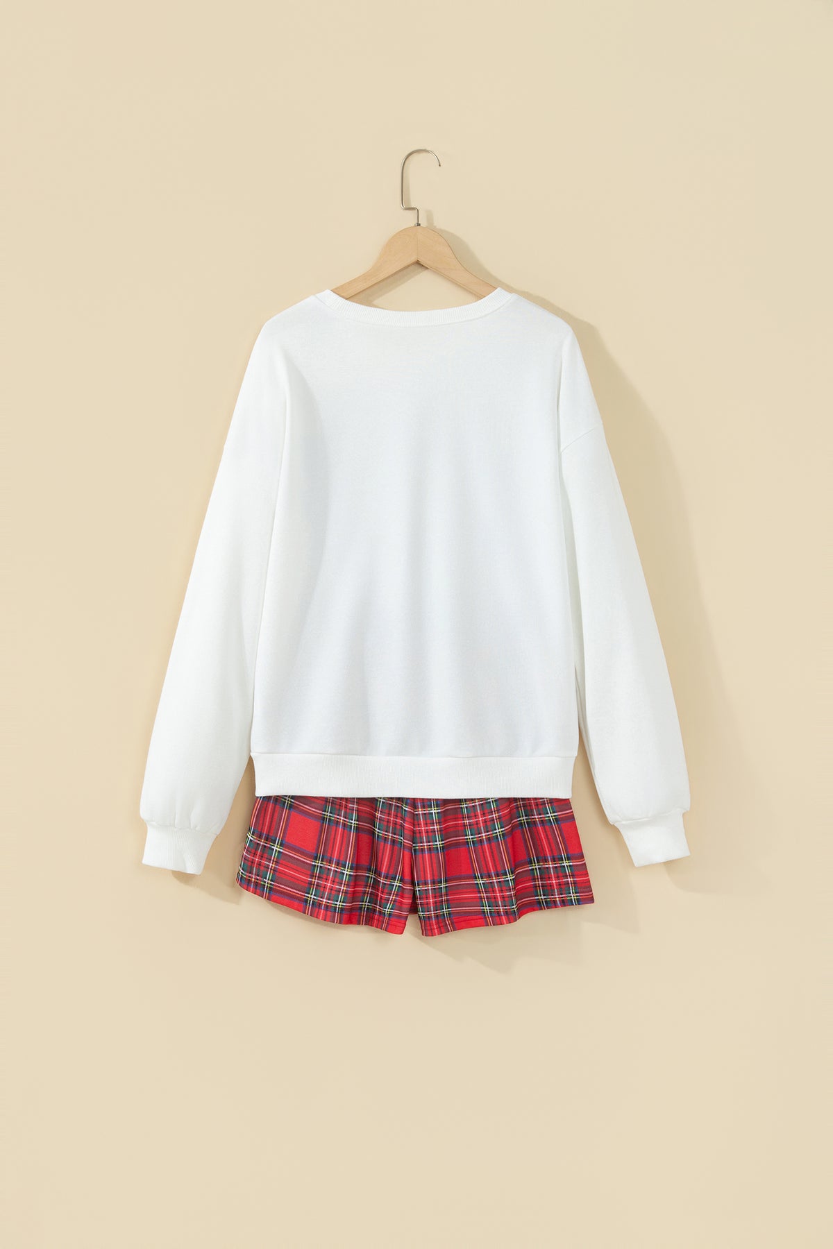 Multicolour Plaid MERRY Holiday Long Sleeve Top and Shorts Set