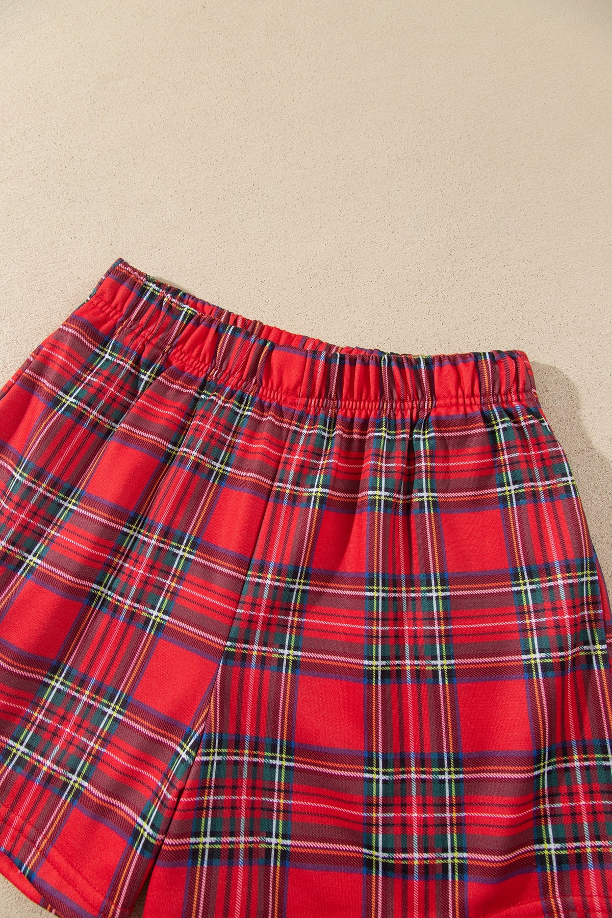 Multicolour Plaid MERRY Holiday Long Sleeve Top and Shorts Set