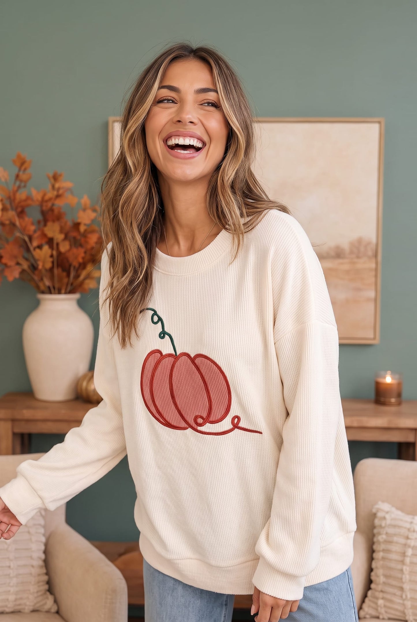 Pumpkin Patch Corded Sweatshirt
