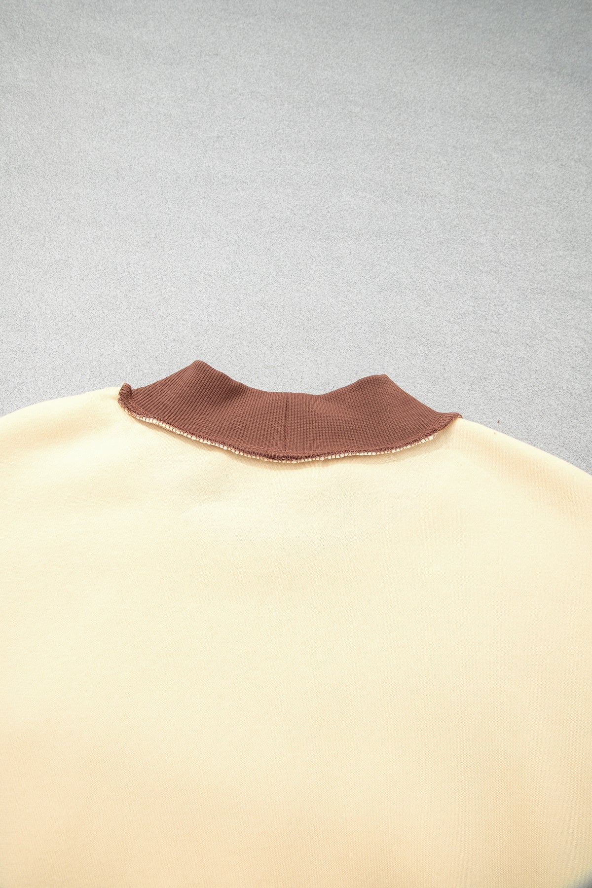 Beige Saved By Grace Print Color Block Mock Neck Oversized Sweatshirt