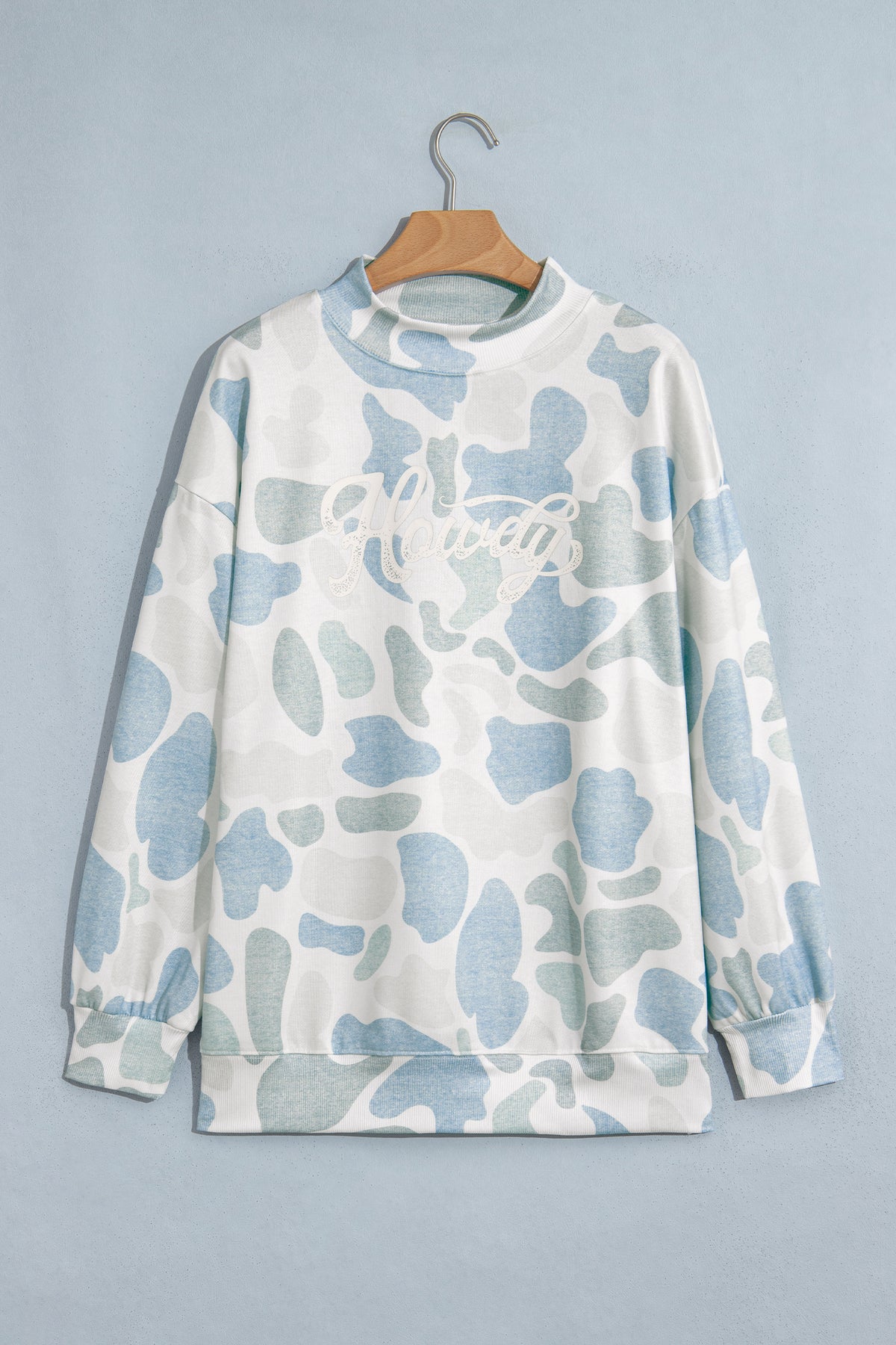 Multicolour Camo Print Howdy Western Style Baggy Pullover Sweatshirt