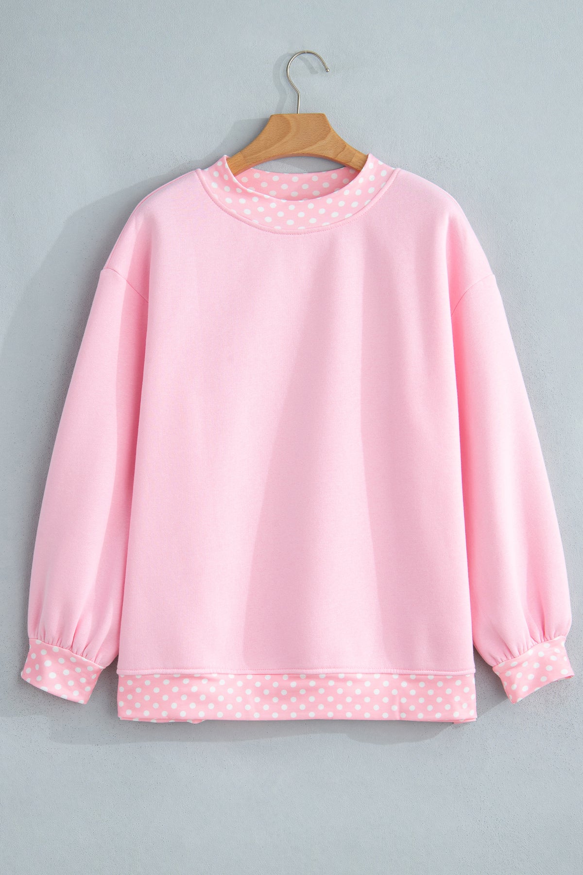 Racing Red Colorblock Polka Dot Contrast Trim Oversized Sweatshirt