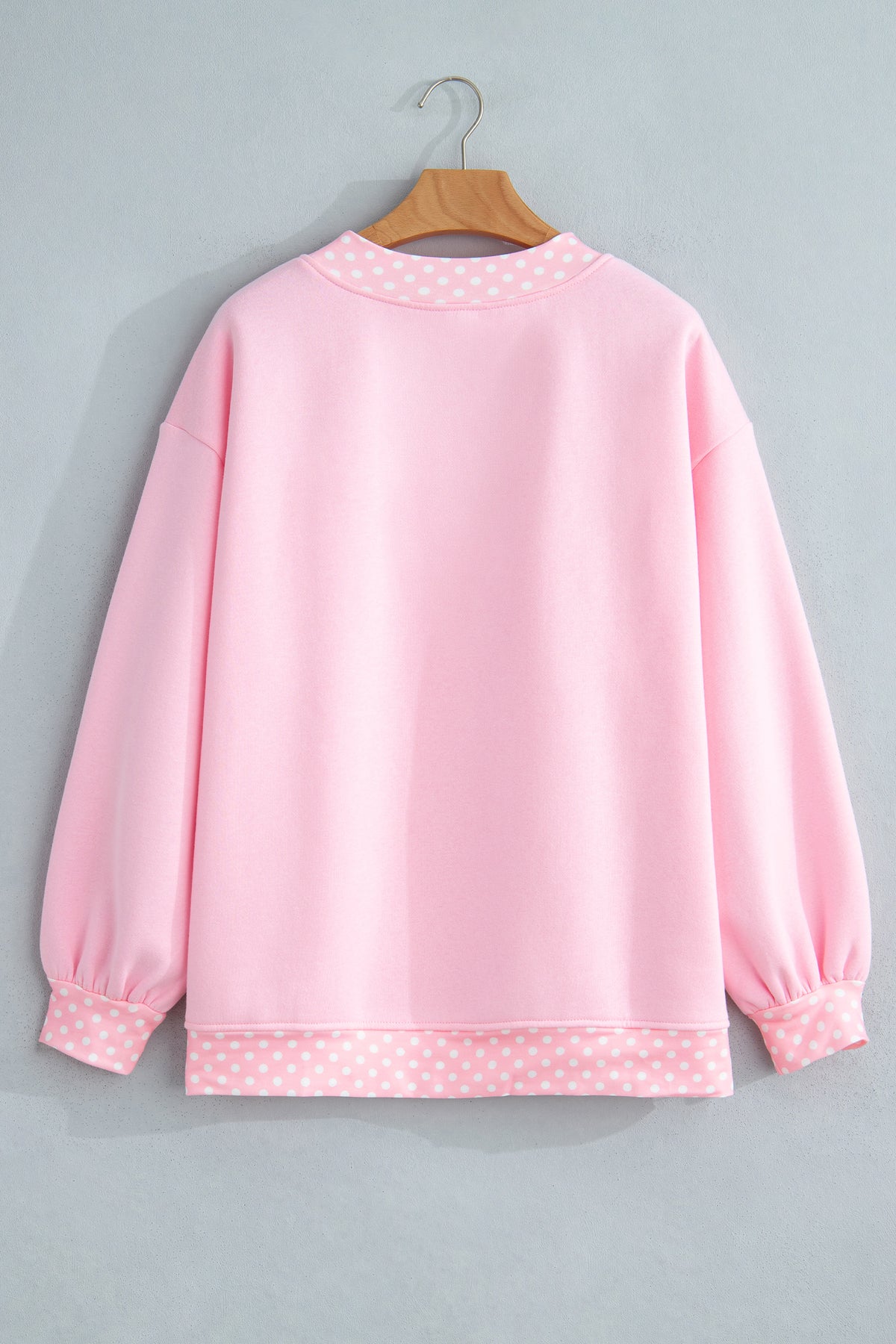 Racing Red Colorblock Polka Dot Contrast Trim Oversized Sweatshirt